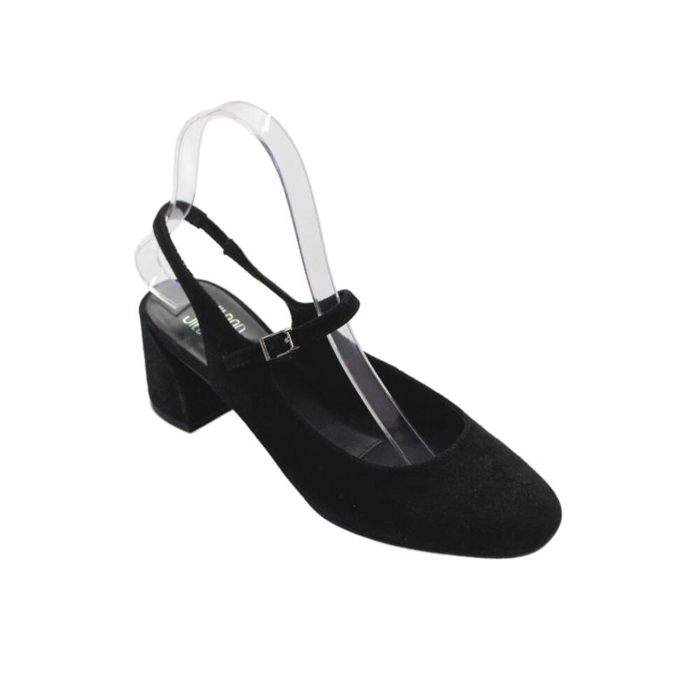 Jildor Womens Block Heel Round Toe Suede Slingback Pumps Black Size 6M